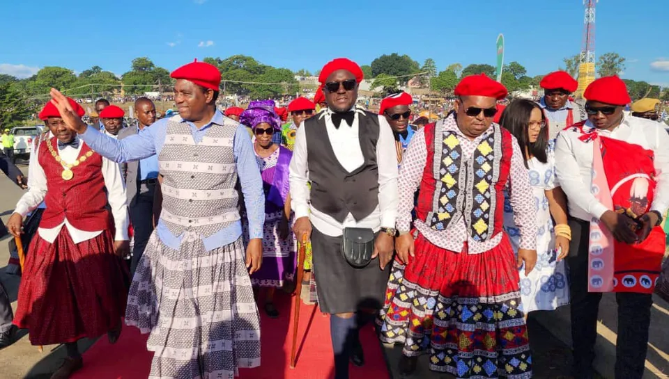 The Litunga at the Kuomboka ceremony in royal dress, Barotseland, Zambia